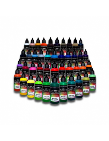 KIT DE 47 PINTURAS SATINADAS PARA AEROGRAFO