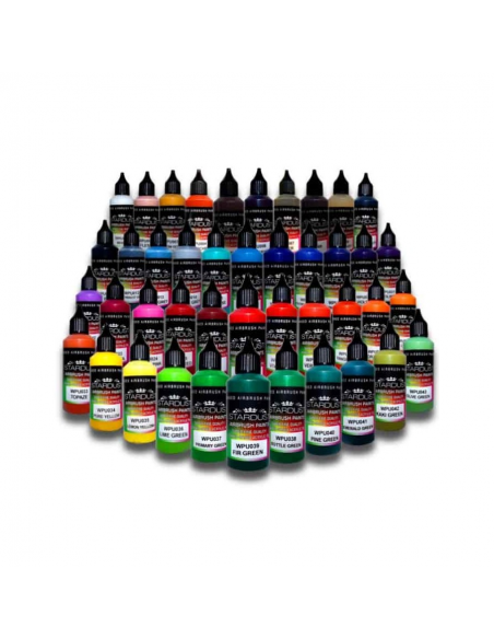 KIT DE 47 PINTURAS SATINADAS PARA AEROGRAFO