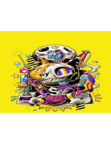 MANGO SKELETON PERSONALIZADO GRAFFITI RANDOM YELLOW