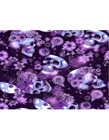 MANGO SKELETON PERSONALIZADO CALAVERAS FLORALES MORADAS