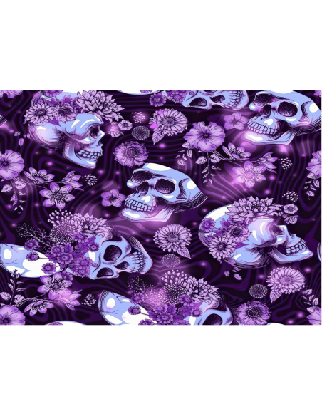 MANGO SKELETON PERSONALIZADO CALAVERAS FLORALES MORADAS